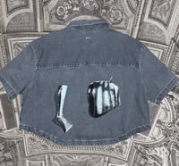 Image 1 of Medieval Cropped Denim Button Down- XL 3