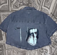 Image 1 of Medieval Cropped Denim Button Down- XL 2
