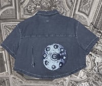 Image 1 of Medieval Cropped Denim Button Down- XL 1