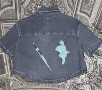 Image 1 of Medieval Cropped Denim Button Down- Medium 3