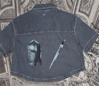 Image 1 of Medieval Cropped Denim Button Down- Medium 1 *IMPERFECTION