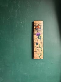 Image 3 of Peacock butterfly & Scottish thistle, Scottish Stave Art.