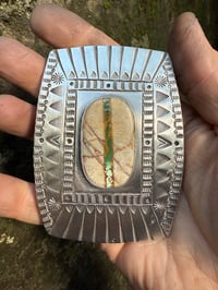Image 2 of WL&A Handmade XL Old Style Heavy Ingot Belt Buckle - Natural Royston Ribbon - Size 3.75" x 2.75" 