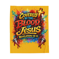Image 1 of Covered by the Blood Faith Velveteen Plush Blanket