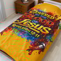 Image 6 of Covered by the Blood Faith Velveteen Plush Blanket