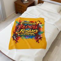 Image 9 of Covered by the Blood Faith Velveteen Plush Blanket