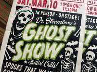 Image 2 of Dr Stromberg's Ghost Show Linocut Print (3 colors edition) FREE SHIPPING