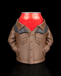 Image 1 of 3D Printed Suede Jacket Can Holder – 3D Drink Cooler Gift