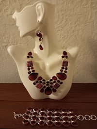 Image 2 of PINK TOPAZ BRACELET,  PURPLE MOHAVE AND  GARNET NECKLACE AND GARNET EARRING SET