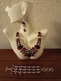 Image 5 of PINK TOPAZ BRACELET,  PURPLE MOHAVE AND  GARNET NECKLACE AND GARNET EARRING SET