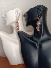 Image 3 of CLEAR AB ROCKY CUT SWAROVSKI BEADS AND PRECIOSA RONDELLE EARRINGS