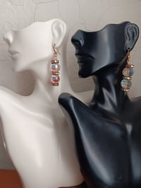 Image 1 of CLEAR AB ROCKY CUT SWAROVSKI BEADS AND PRECIOSA RONDELLE EARRINGS