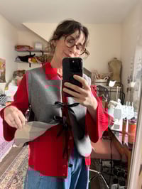 Image 3 of Deadstock Melton wool vest with grey plaid lining, large