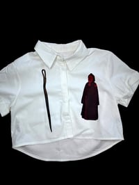 Image 1 of Medieval Cropped White Button Down- Medium 3