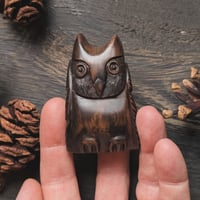 Image 7 of Irish Bog Yew Owl Amulet (DAM698)