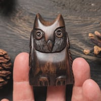 Image 6 of Irish Bog Yew Owl Amulet (DAM698)
