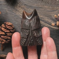 Image 4 of Irish Bog Yew Owl Amulet (DAM698)