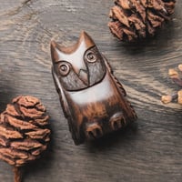 Image 1 of Irish Bog Yew Owl Amulet (DAM698)