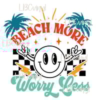 Image 1 of Beach More Worry Less DTF PNG Download