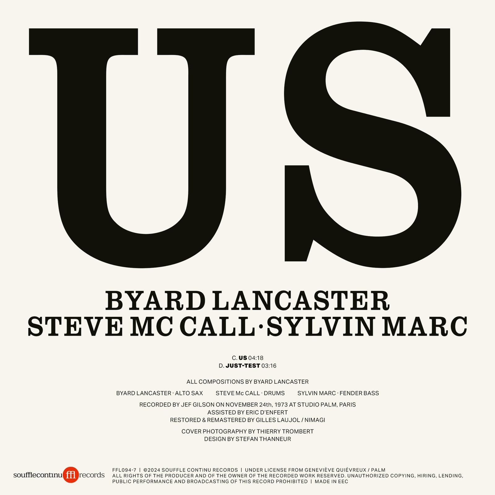 Byard Lancaster - Us (FFL094) / SouffleContinu Records