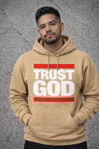 Image 2 of TRUST GOD HOODIE / BLACK / TAN 