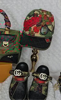 Image 4 of Black & Camo w/Red rose. Crocs, Bag, 4 Stack& Hat