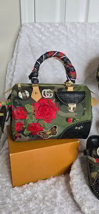 Image 3 of Black & Camo w/Red rose. Crocs, Bag, 4 Stack& Hat