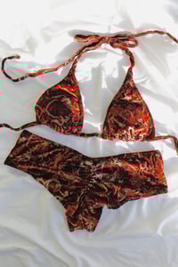 Image 4 of ♲ Red Paisley Velvet Bikini Set - L 