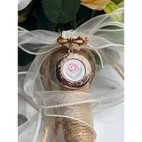 Image 1 of Bridal Bouquet Locket | Guilloché Garden | Rose Gold &amp; Bowknot Memory Brooch
