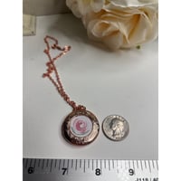Image 2 of Rose Gold Photo Locket Necklace | Handpainted Rose Art | 25mm