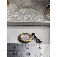 Image 2 of Bridal Bouquet Charm: Vintage Bowknot Pin | Handpainted Flower | Brass Locket