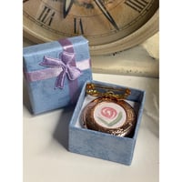 Image 3 of Bridal Bouquet Locket | Guilloché Garden | Rose Gold &amp; Bowknot Memory Brooch