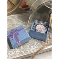 Image 4 of Photo Locket Memory Keepsake Brooch Silver Bowknot Handpainted Flower