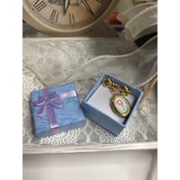 Image 5 of Bridal Bouquet Pin with Locket: Handpainted Pink Flower & Bowknot Pin