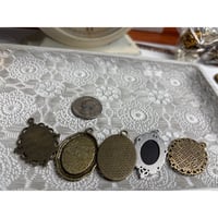 Image 7 of Set Of 5 Oval Dried Flower Pendants Antique Bronze Jewelry Making Resell