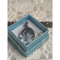 Image 1 of Handmade Art: Painted With Dandelion Seed |Make a Wish Pendant|  Silver Tone Oval w/Chain
