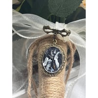 Image 4 of Bridal Bouquet Memory Brooch  – Bronze Pin, Dandelion Seed, Handpainted Wish