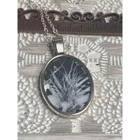 Image 2 of Handmade Art: Painted With Dandelion Seed |Make a Wish Pendant|  Silver Tone Oval w/Chain