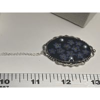 Image 4 of Remember Me Pendant or Pin: Real Forget Me Not Flowers, Faux Pearls, Handmade in San Diego