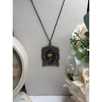 Image 2 of Ornate Pendant with Real Pressed Yellow Flower Bridal Bouquet Mourning Jewelry