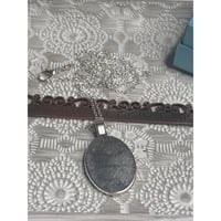 Image 3 of Handmade Art: Painted With Dandelion Seed |Make a Wish Pendant|  Silver Tone Oval w/Chain