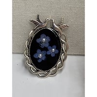 Image 1 of Bridal Bouquet Charm: Forget-Me-Knot & Faux Pearls Silver Dove Frame | Handmade in San Diego