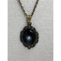 Image 1 of Floating Pearl Pendant Oval Black Background: Handmade in San Diego