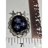 Image 2 of Bridal Bouquet Charm: Forget-Me-Knot & Faux Pearls Silver Dove Frame | Handmade in San Diego