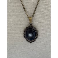 Image 2 of Floating Pearl Pendant Oval Black Background: Handmade in San Diego