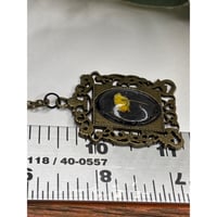 Image 3 of Ornate Pendant with Real Pressed Yellow Flower Bridal Bouquet Mourning Jewelry