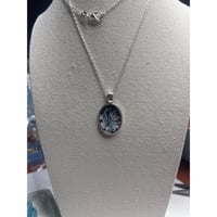 Image 5 of Handmade Art: Painted With Dandelion Seed |Make a Wish Pendant|  Silver Tone Oval w/Chain