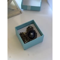 Image 3 of Floating Pearl Pendant Oval Black Background: Handmade in San Diego