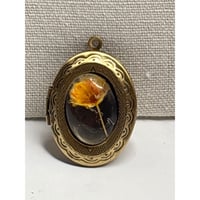 Image 1 of Photo Locket: Real Yellow Pressed Flower Memorial Jewelry Handmade in San Diego