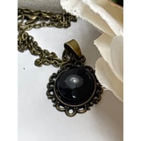 Image 4 of Floating Pearl Pendant Oval Black Background: Handmade in San Diego